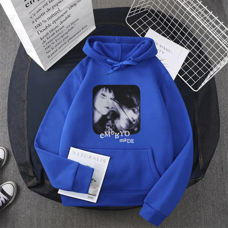 Hip Hop Streetwear Hoodie Sweatshirt Illusion Girl Letter Print Pullov
