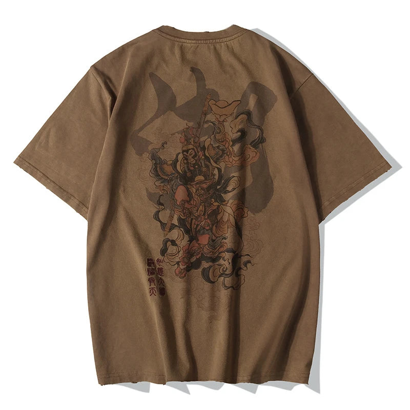 Trapwear Aesthetic print tee – Lyprerazy Chinese Vintage Monkey King Embroidery T Shirt Men