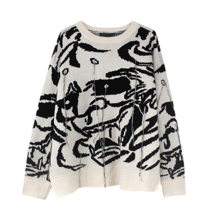 mens sweaters fashion hip hop tassel harajuku sweaters casual long sleeve o neck knitted sweater cotton pullover jumpers sweater high quality cotton pullover, trendy hip hop style outerwear, oversized graphic print design