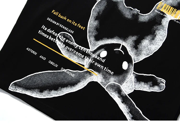 Y2K Graphic Tee – Hip Hop Streetwear Tshirt 2023 Men Cute Rabbit Letter Printe – Modern Streetwear for Everyone