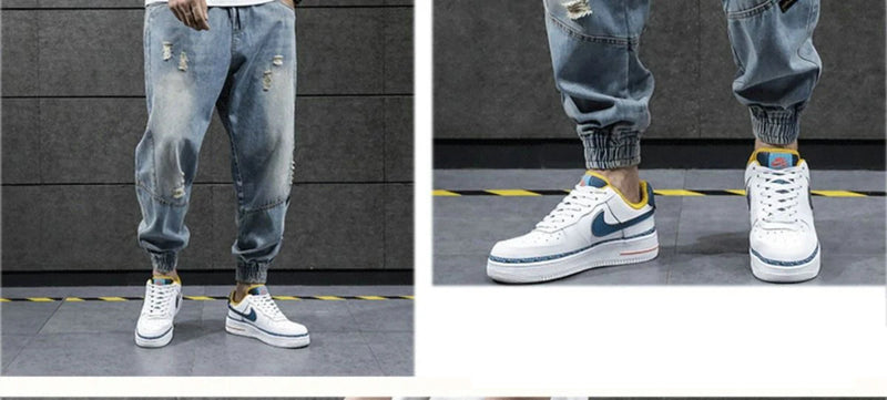 2023 new hip hop harem jeans pants men loose joggers denim casual sweatpants korea ankle length trousers streetwear male clothes unique joggers style 2637