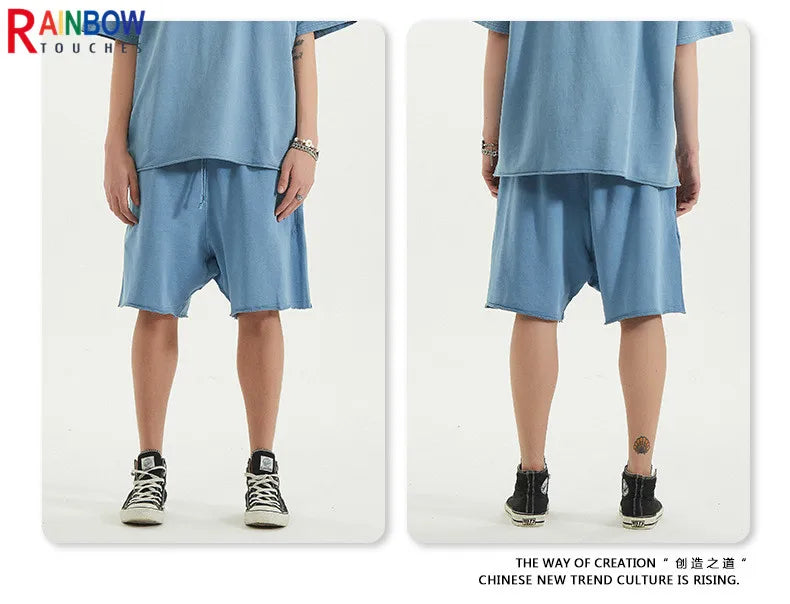 Rainbowtouches Summer Mens New Shorts Fringes Tassels Washing Casual High Street Solid Color Cotton Tidal Current Hawaii Boys