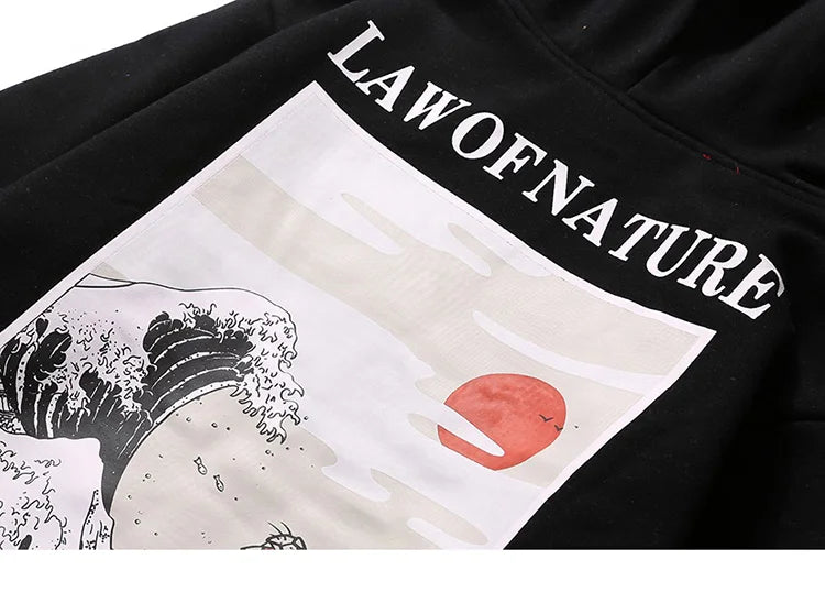 Embroidery Funny Cat Hoodies Sweatshirt Men Hip Hop Winter Fleece Pull