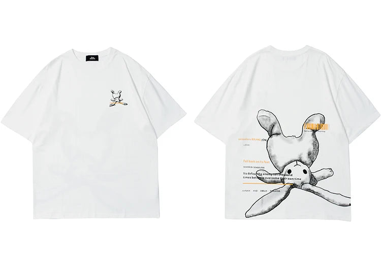 Y2K Graphic Tee – Hip Hop Streetwear Tshirt 2023 Men Cute Rabbit Letter Printe – Modern Streetwear for Everyone