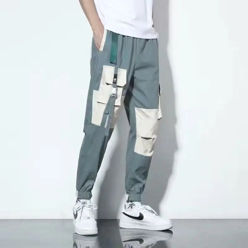 men pants spring and autumn cargo pants man fashion hip hop casual pants loose korean drawstring men joggers sweatpants unique joggers style 2455