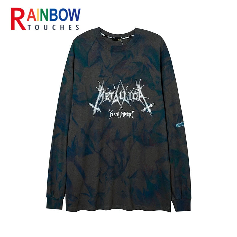 Cyberpunk Shirt – Rainbowtouches 2021 Drop Shoulder Oversize Top Hip Hop Tie D – Edgy Streetwear for All Genders