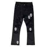 fashion skull printed denim jeans mens destoryed holes zipper flare jeans hip hop streetwear summer casual joggers jeans pants unique joggers style 3779