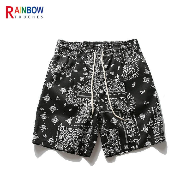 Rainbowtouches Fashion Brand Summer Men Loose Retro Printing Straight Leg Hip Hop Casual Comfortable Sport Tidal Current Shorts