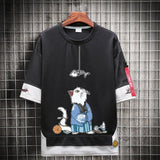 Anime Streetwear top – Hip Hop Kahaki T Shirt Short Sleeve Kawaii Harajuku Cat T Sh
