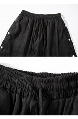 men side buttons patchwork harajuku straight shorts new elastic waist short pants joggers hip hop streetwear casual sweatshorts unique joggers style 1101