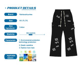 rainbowtouches fashion classic brand mens cargo pants print trousers loose straight high street style overalls black wide legs unique cargo style 4918