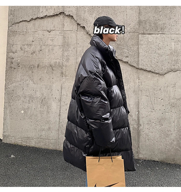 Winter Oversized Down Jacket Men Warm Fashion Casual Long Coat Men Streetwear Korean Loose Thick Jacket Mens Parker Overcoat