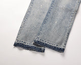 high street washed splash ink retro wide leg flared pants mens straight casual jeans for men harajuku loose denim trousers unique jeans style 4556