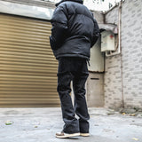 2023 streetwear graffiti cargo flared jeans khaki black splash ink wide leg denim pant hip hop cargo trousers jean men unique cargo style 5161