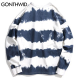 Gonthwid Harajuku Tie Dye Striped Pullover Sweatshirts Hoodies 2023 Me