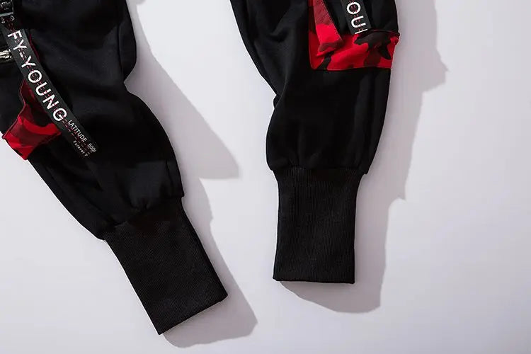 men hip hop black cargo pants joggers sweatpants overalls men ribbons streetwear harem pants women fashions trousers unique joggers style 2712