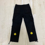 mens high street smilely loose cargo pants casual zipper straight jeans hip hop side pockets loose fit streetwear casual joggers unique joggers style 3492