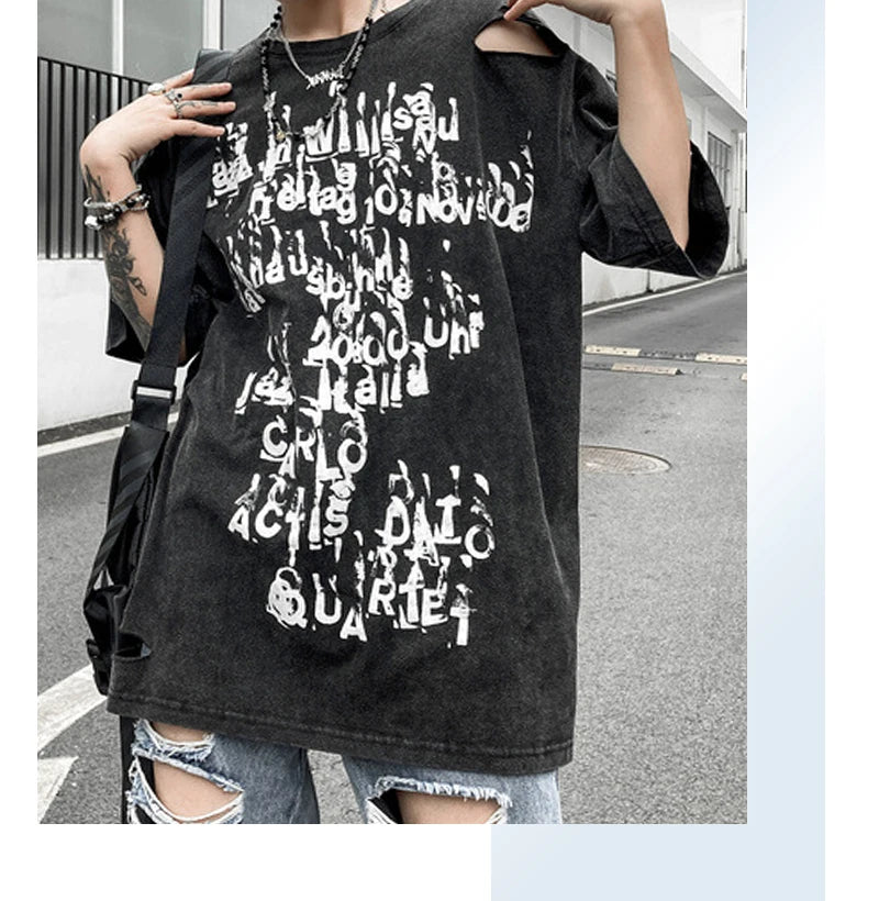 Trapwear Shirt – Rainbowtouches Summer New Unisex High Street Loose Washed To – Urban Streetwear for Men & Women