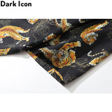 Dark Icon Tiger Print Street Fashion Men's Shirt 2021 Summer Polo Shirt Thin Material Hawaiian Shirt Male Blouse