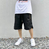 hip hop loose shorts elastic waist pants fashion printed zipper pocket half pants mens drewstring casual sportswear pant joggers unique joggers style 1106