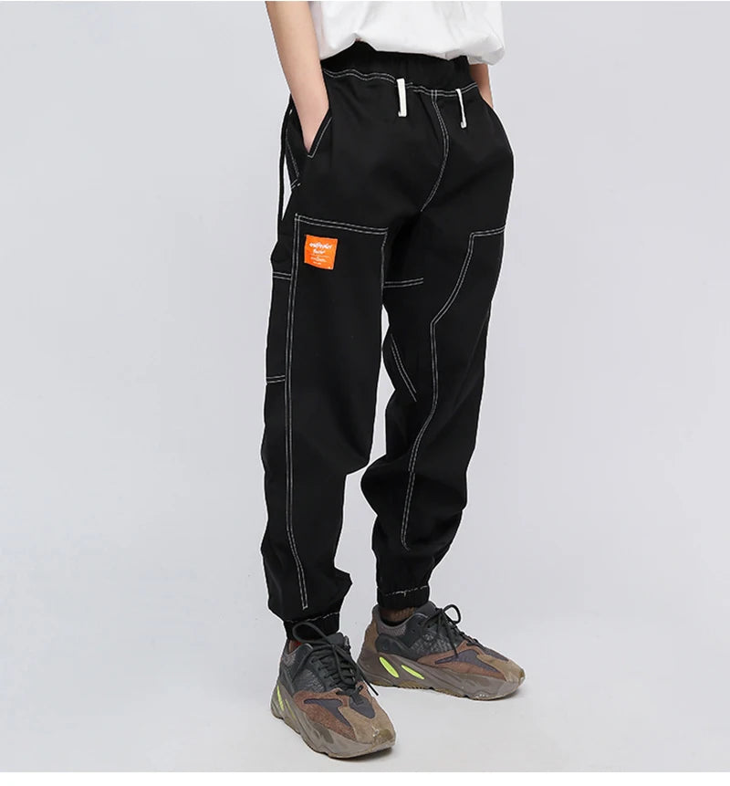 rainbowtouches fashion classic brand men cargo pants soild color trousers loose tooling style tie feet overalls superior quality unique cargo style 3120