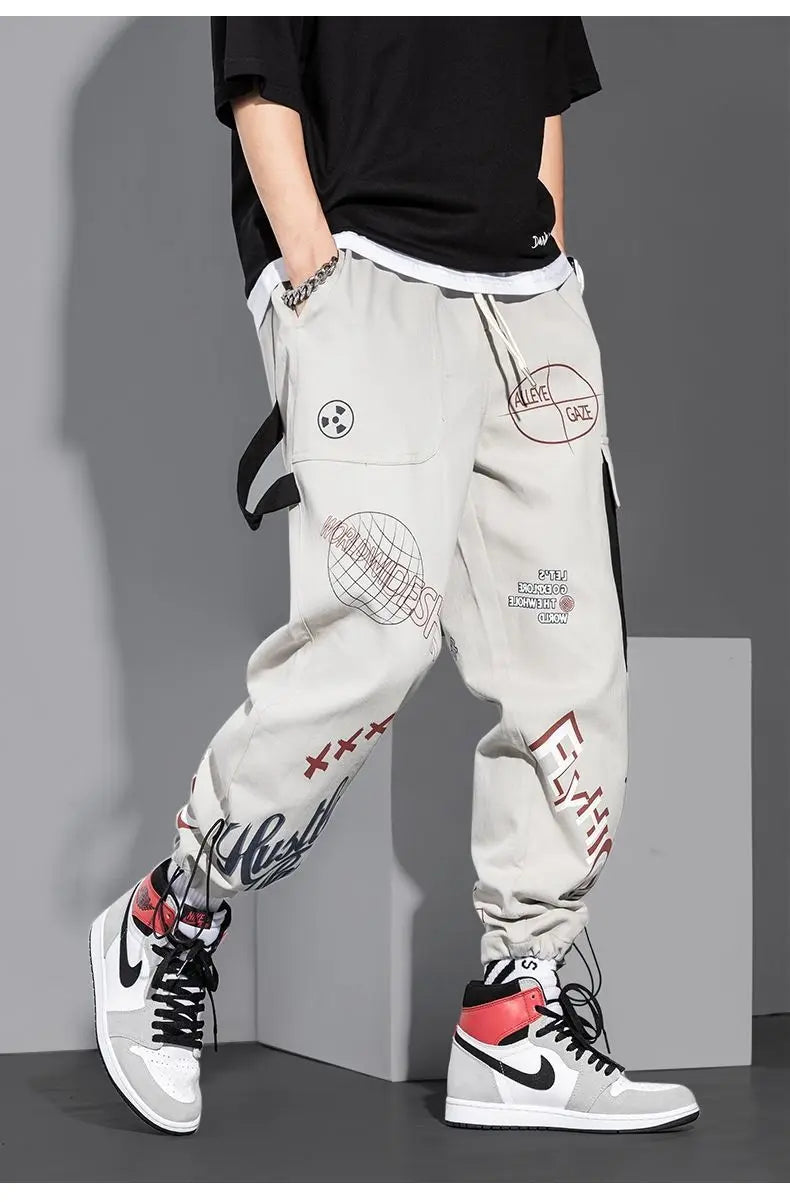 men pants spring and autumn cargo pants man fashion hip hop casual pants loose korean drawstring men joggers sweatpants unique joggers style 2471
