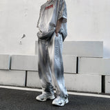 rainbowtouches new trousers mens tidal current hip hop tie dye gradient loose straight leg fashionable joker casual long pants unique default style 4529
