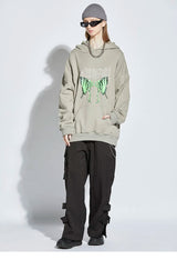 2023 Men Hip Hop Hoodie Sweatshirt Dancing Skull Butterfly Print Harajuku Hoodie Streetwear Winter Fleece Hooded Pullover Cotton