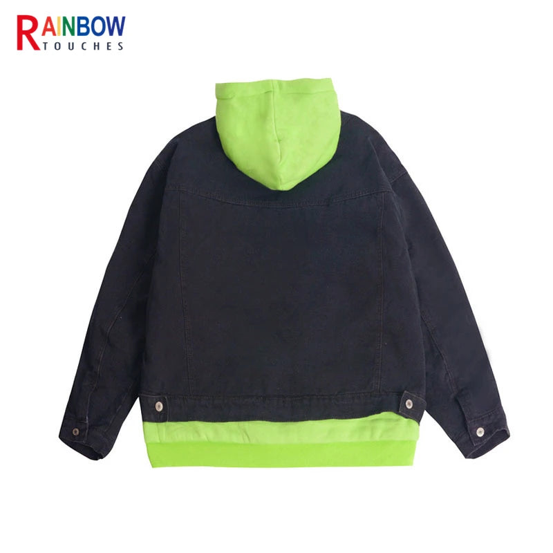urban fashion featuring rainbowtouches 2021 casual hip hop contrast stitched hoodie double deck pieces plush couple top green jacket comfortable pocket design – premium quality jacket for men