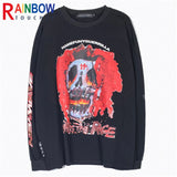 rainbowtouches long sleeve t shirt men high street skeleton skull graffiti print women hip hop couple sweatercoat unisex design high quality cotton pullover, streetwear fashion hoodie, oversized graphic print design