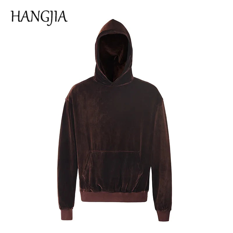 2021 Fashionable Mens Streetwear Velour Hoody Hoodie Oversized Casual