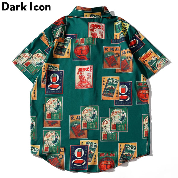 Dark Icon Cigarette Case Print Retro Hip Hop Shirts 2020 Summer Vacation Beach Shirts Hawaii Shirts Streetwear Clothing
