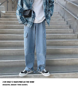 men jeans wide leg denim pants loose straight baggy mens jeans hip hop streetwear skateboard neutral denim trousers cargo jeans unique cargo style 2665
