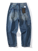 rainbowtouches fashion brand pants men wash jeans unisex wide straight leg loose retro overalls casual superior quality trousers unique jeans style 4889