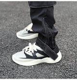 men pockets cargo pants new fashion zipper loose fit harajuku military trousers casual hip hop sportswear streetwear black pants unique cargo style 2497