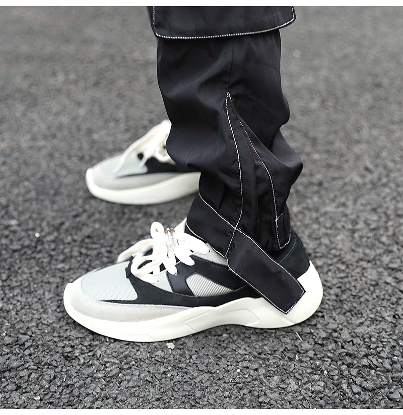 men pockets cargo pants new fashion zipper loose fit harajuku military trousers casual hip hop sportswear streetwear black pants unique cargo style 2497