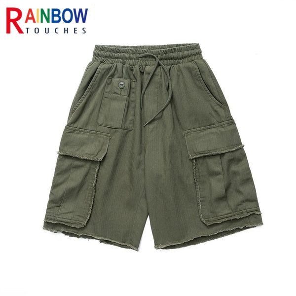 rainbowtouches brand summer mens new trend casual pants high street vintage hip hop cargo comfortable elastic breathable shorts combat utility trousers