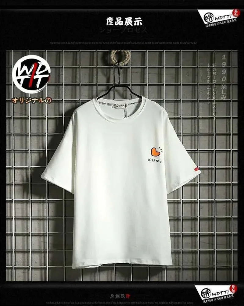 Y2K Graphic Tee – Black Kawaii Cat T Shirt Men Japanese Cute T Shirt – Urban Streetwear for Men & Women