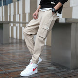 cargo pants men streetwear hip hop pants elastic waist harem ankle length trousers black army green harajuku loose casual pocket utility cargo pants