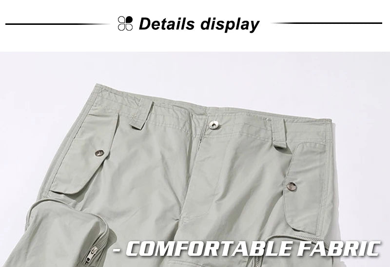 rainbowtouches fashion classic brand mens cargo pants casual zipper pocket design trousers loose straight tooling style overalls unique cargo style 4412