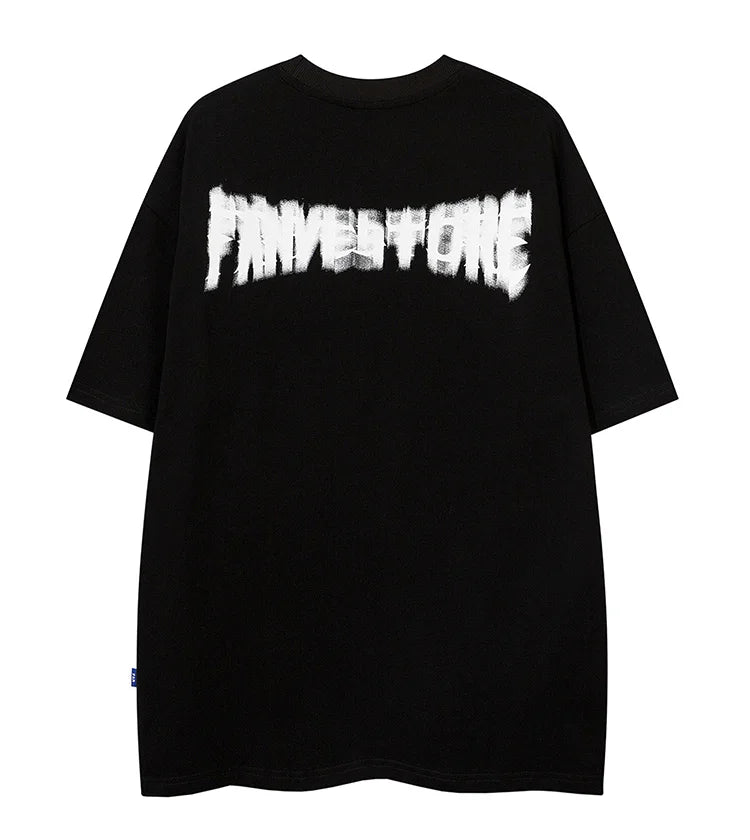 Y2k Oversized shirt – Aolamegs Harajuku Girl Letter Graffiti Printed T Shirt Men O