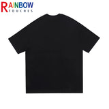 Trapwear Aesthetic piece – Rainbowtouhes T Shirt Men High Street Hip Hop Figure Face Pr