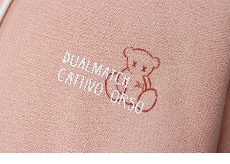 2023 Men Hip Hop Hoodie Sweatshirt Streetwear Bear Letter Print Pullov