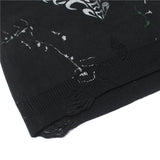 mens hip hop streetwear skull graffiti harajuku sweaters casual knitted sweater ripped holes cotton pullover men jumper sweater - high quality cotton hoodie, trendy hip hop fashion hoodie, urban fashion pullover