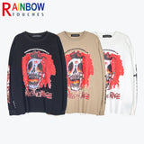 rainbowtouches long sleeve t shirt men high street skeleton skull graffiti print women hip hop couple sweatercoat unisex design high quality cotton pullover, urban wear with bold artwork, unique limited edition hoodie
