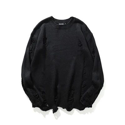 techwear flame knit sweater with structured oversized fit, ideal for cold streetwear layers, men’s streetwear clothing piece 