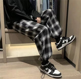 plaid pants men fashion retro color contrast casual pants men streetwear loose hip hop straight pants mens trousers m 3xl unique default style 3712