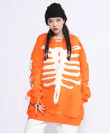 rainbowtouches men high street coat dark skeleton print oversized pullover graffiti halloween hoodie coats long sleeve t shirt - urban fashion pullover, gothic aesthetic hoodie for winter, high quality cotton hoodie