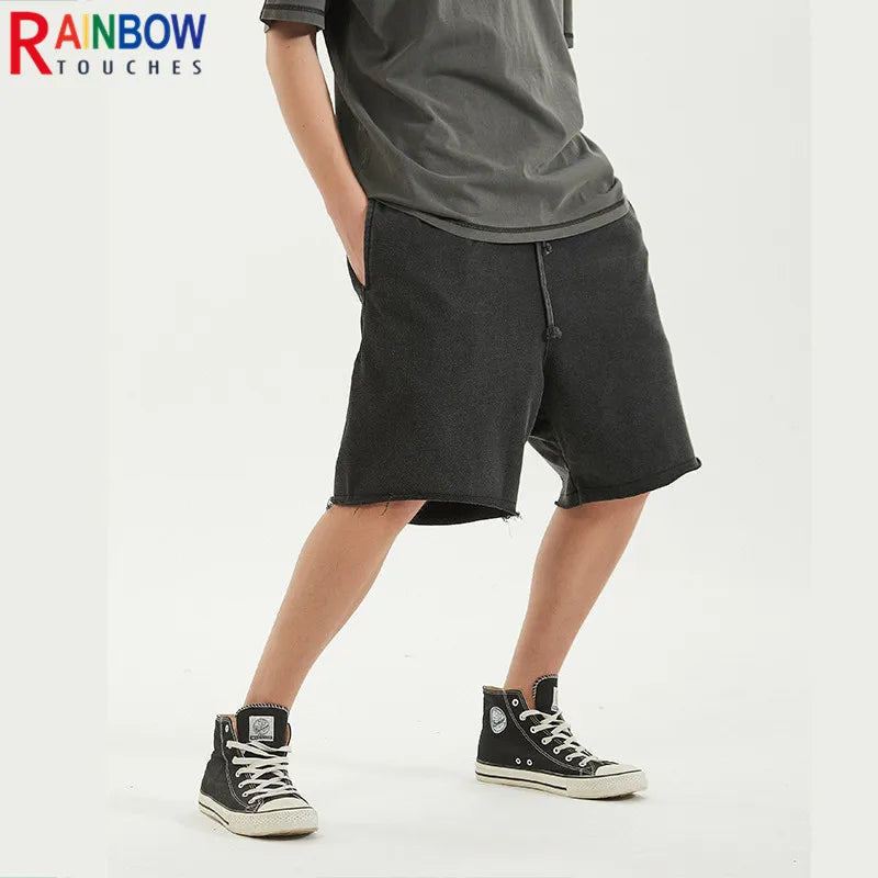 Rainbowtouches Summer Mens New Shorts Fringes Tassels Washing Casual High Street Solid Color Cotton Tidal Current Hawaii Boys