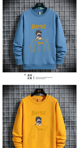2021 Spring Autumn Mens Sweatshirts Korean Fashion Streetwear Print Ho